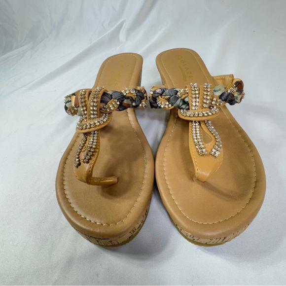 Glaze Tan Wedge Sandals with Cork Sole and Braided Strap NWOB - Picture 3 of 7